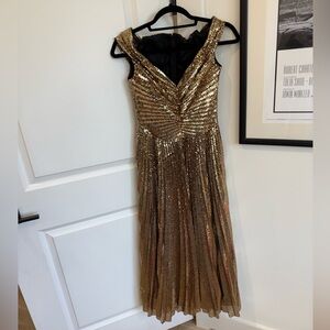 Ralph Lauren Collection Gold Midi Dress
